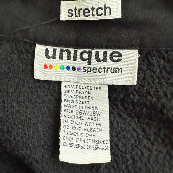 Unique Spectrum Stretch Black Crinkled Button Down Shirt Size 26W/28W - Picture 8 of 9